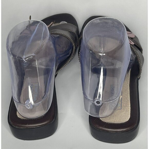 Dockers Sandals W sz 8.5 Brown Slide Pink Flower Detail Leather Shoes - Picture 5 of 11